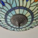 78861-001 Satin Black 3 Light Semi Flush with Tiffany Glass
