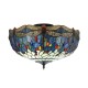 78862-001 Satin Black 3 Light Flush with Tiffany Glass