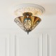 78864-001 Satin Black 3 Light Semi Flush with Tiffany Glass