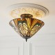 78864-001 Satin Black 3 Light Semi Flush with Tiffany Glass