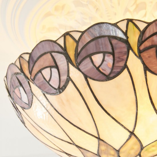 78865-001 Satin Black 3 Light Semi Flush with Tiffany Glass