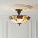 78866-001 Satin Black 3 Light Semi Flush with Tiffany Glass