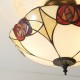 78866-001 Satin Black 3 Light Semi Flush with Tiffany Glass