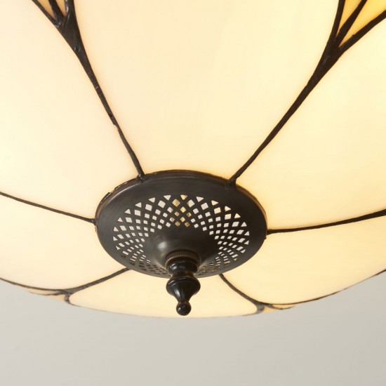 78866-001 Satin Black 3 Light Semi Flush with Tiffany Glass