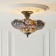 78869-001 Satin Black 3 Light Semi Flush with Tiffany Glass
