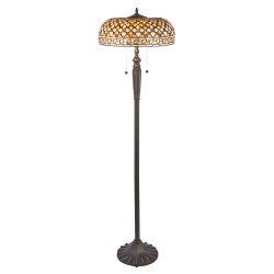 78870-001 Satin Black 2 Light Floor Lamp with Tiffany Glass