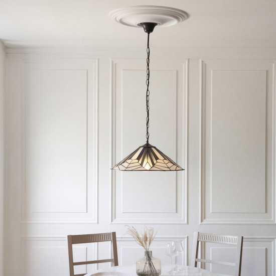 78871-001 Satin Black 3 Light Pendant with Tiffany Glass