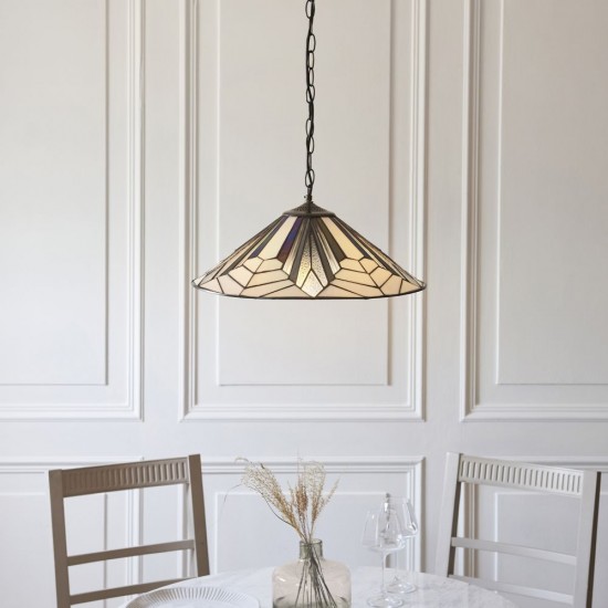 78871-001 Satin Black 3 Light Pendant with Tiffany Glass