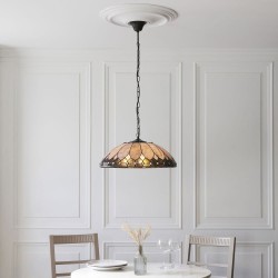 78872-001 Satin Black 3 Light Pendant with Tiffany Glass