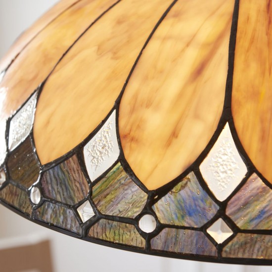 78872-001 Satin Black 3 Light Pendant with Tiffany Glass