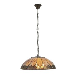 78872-001 Satin Black 3 Light Pendant with Tiffany Glass