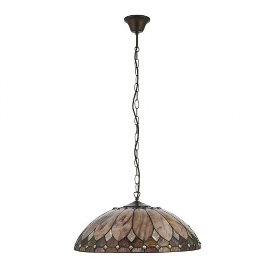 78872-001 Satin Black 3 Light Pendant with Tiffany Glass