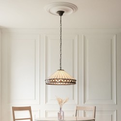 78873-001 Satin Black 3 Light Pendant with Tiffany Glass