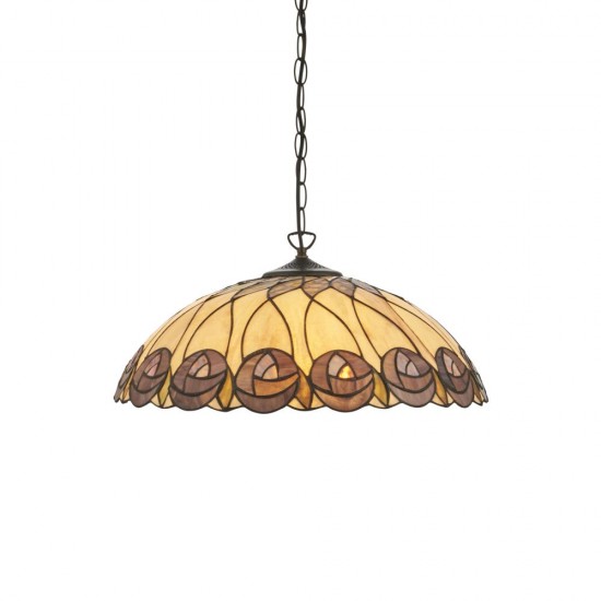 78874-001 Satin Black 3 Light Pendant with Tiffany Glass