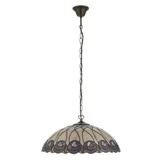 78874-001 Satin Black 3 Light Pendant with Tiffany Glass