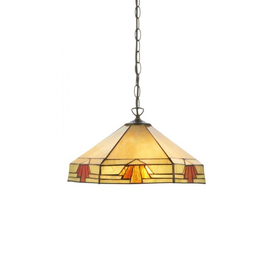 78875-001 Satin Black 3 Light Pendant with Tiffany Glass