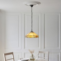 78875-001 Satin Black 3 Light Pendant with Tiffany Glass