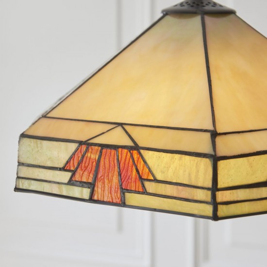 78875-001 Satin Black 3 Light Pendant with Tiffany Glass