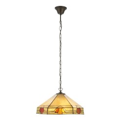 78875-001 Satin Black 3 Light Pendant with Tiffany Glass