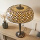 78876-001 Satin Black 2 Light Table Lamp with Tiffany Glass
