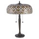 78876-001 Satin Black 2 Light Table Lamp with Tiffany Glass
