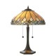 78877-001 Satin Black 2 Light Table Lamp with Tiffany Glass