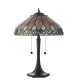 78877-001 Satin Black 2 Light Table Lamp with Tiffany Glass