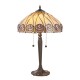 78878-001 Satin Black 2 Light Table Lamp with Tiffany Glass