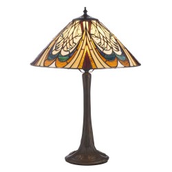 78879-001 Satin Black Table Lamp with Tiffany Glass