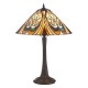 78879-001 Satin Black Table Lamp with Tiffany Glass