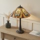78879-001 Satin Black Table Lamp with Tiffany Glass
