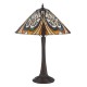 78879-001 Satin Black Table Lamp with Tiffany Glass
