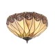 78880-001 Satin Black 2 Light Flush with Tiffany Glass