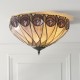 78880-001 Satin Black 2 Light Flush with Tiffany Glass