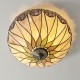 78880-001 Satin Black 2 Light Flush with Tiffany Glass