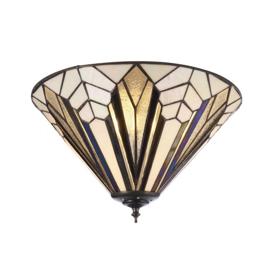 78881-001 Satin Black 3 Light Flush with Tiffany Glass
