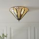78881-001 Satin Black 3 Light Flush with Tiffany Glass