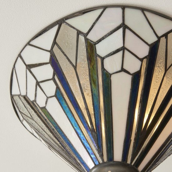 78881-001 Satin Black 3 Light Flush with Tiffany Glass