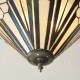 78881-001 Satin Black 3 Light Flush with Tiffany Glass
