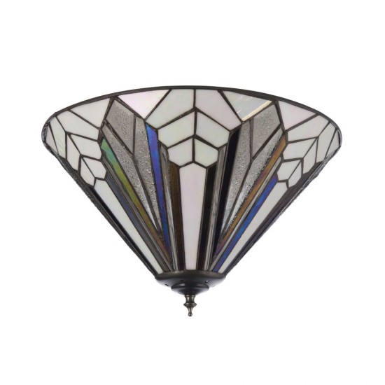 78881-001 Satin Black 3 Light Flush with Tiffany Glass