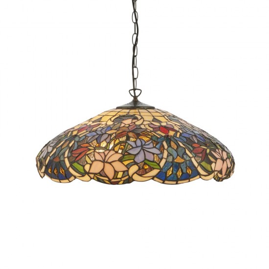 78882-001 Satin Black 3 Light Pendant with Tiffany Glass