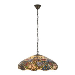 78882-001 Satin Black 3 Light Pendant with Tiffany Glass