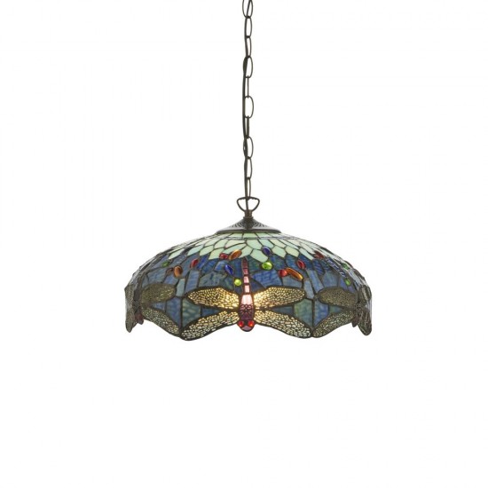 78883-001 Satin Black Pendant with Tiffany Glass