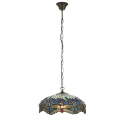 78883-001 Satin Black Pendant with Tiffany Glass