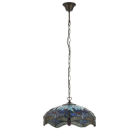 78883-001 Satin Black Pendant with Tiffany Glass