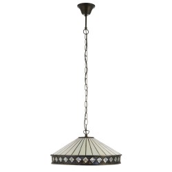 78884-001 Satin Black Medium Pendant with Tiffany Glass