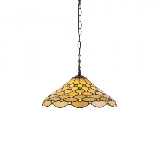 78886-001 Satin Black Pendant with Tiffany Glass