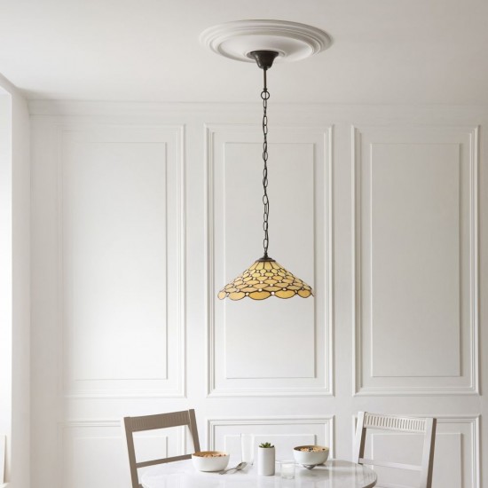 78886-001 Satin Black Pendant with Tiffany Glass