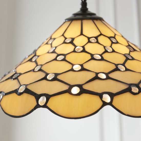 78886-001 Satin Black Pendant with Tiffany Glass