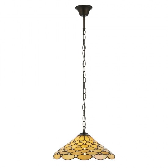 78886-001 Satin Black Pendant with Tiffany Glass